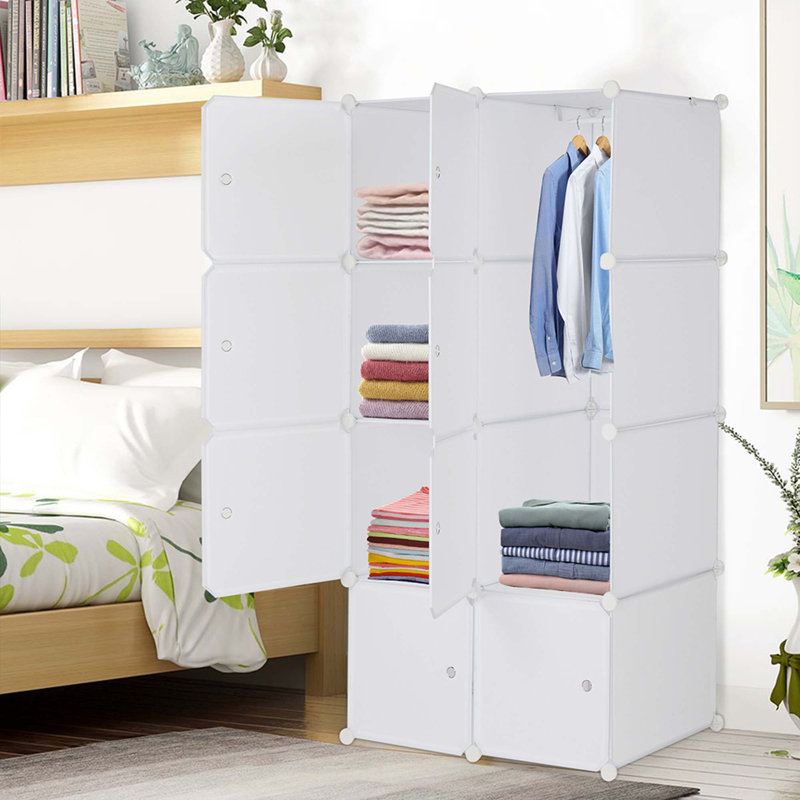 8 casiers de rangement empilables en plastique avec 8 tiroirs, Blanc