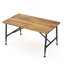 Table basse d'extérieur rectangulaire avec pieds tubulaires en angle et plateau en bois