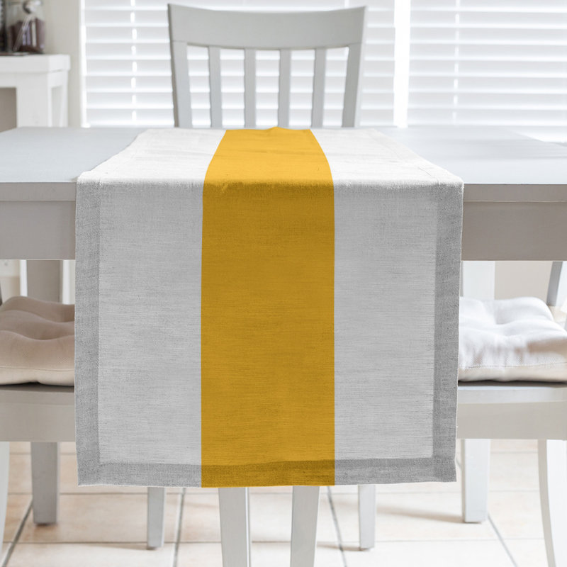 Pittsburgh Football Stripes Table Runner, 72" L x 16" W, White/Gold, Cotton Blend