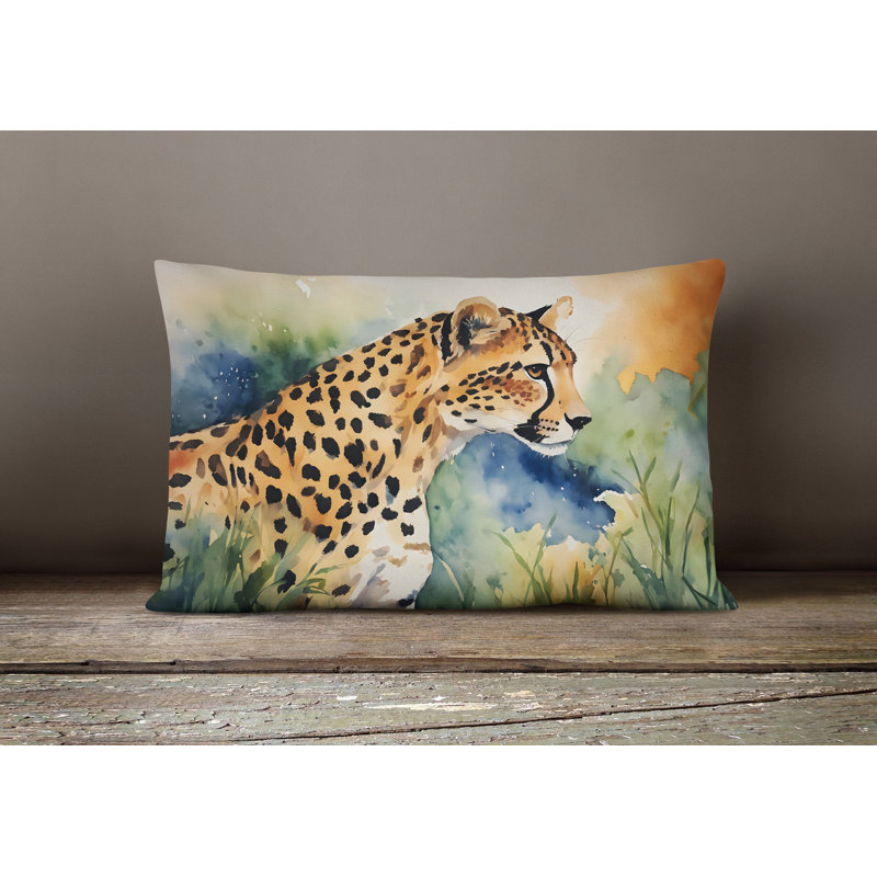 Cheetah Artwork 12x16 Outdoor Polyester Throw Pillow