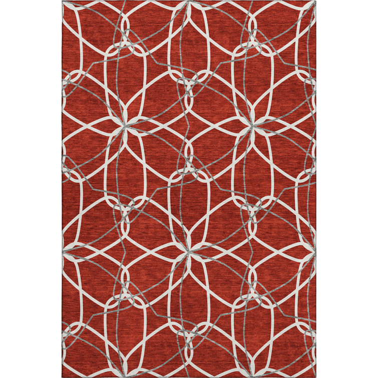 Premium Machine Washable Prisco Red Rug
