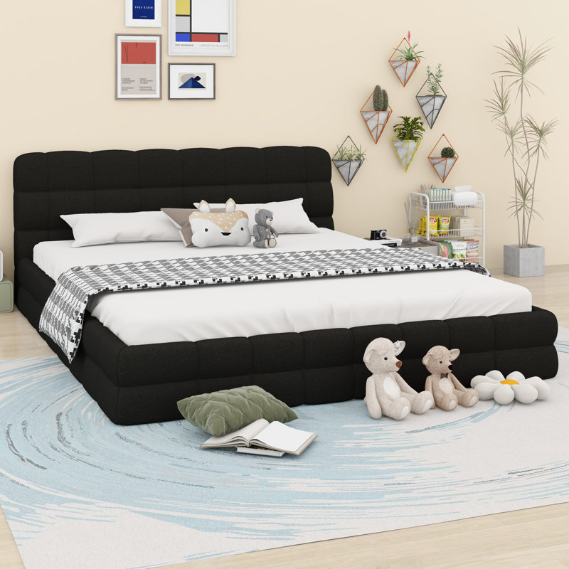 Lit plateforme tapissier, Noir