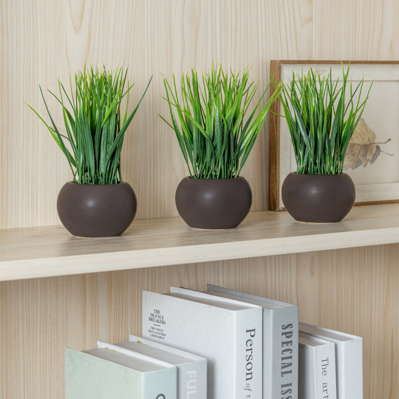 Herbes artificielles 7,1 po avec pot rond