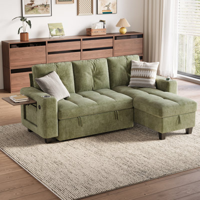 Canapé-lit modulaire capitonné en L 83 po avec canapé-lit, chaise de rangement et table d'appoint Benett