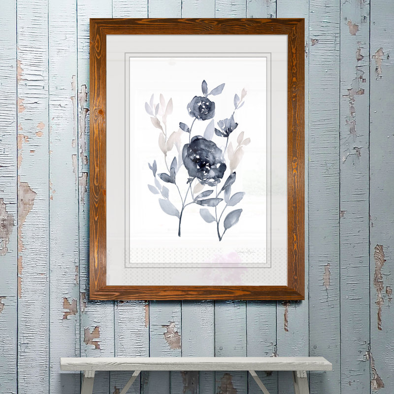 «Peony In Grey II», reproduction de cadre photo sur verre, H 32 po x l 44 po x 1,25 po, Encadré imprimé érable