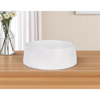 14" White Wood Round Centerpiece Bowl