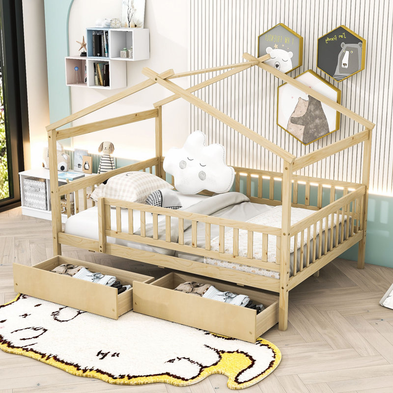 Velida Twin Daybed with Two Drawers, Natural, Full/Double