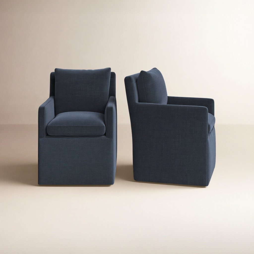 Alayaa Linen Armchair, Effie Indigo Performance Linen