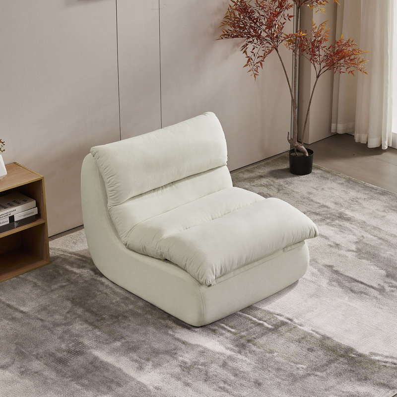 Fauteuil à billes et chaise longue sans accoudoirs, Polyester blanc