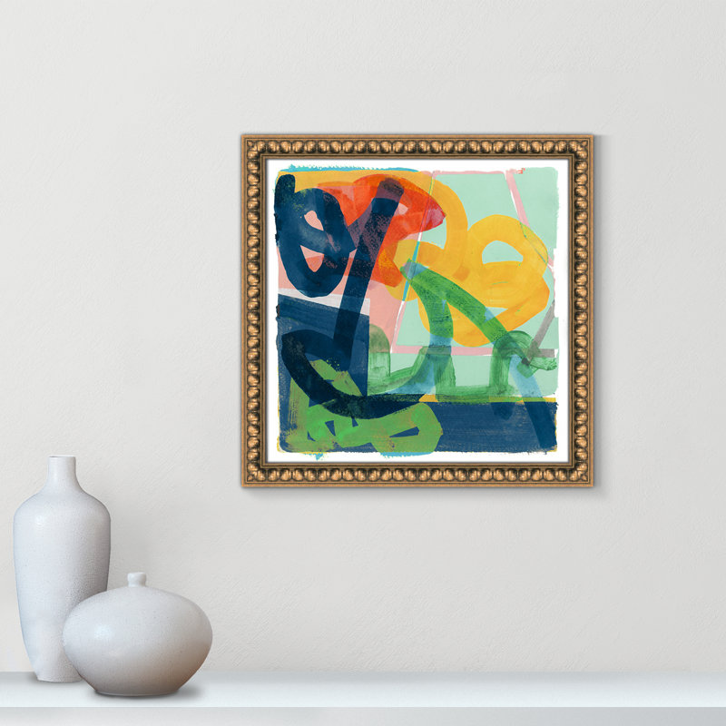 «Dwyer Link» par Cartissi - peinture encadrée, Cadre en perle d'or, H 18 po x l 18 po x P 1,13 po