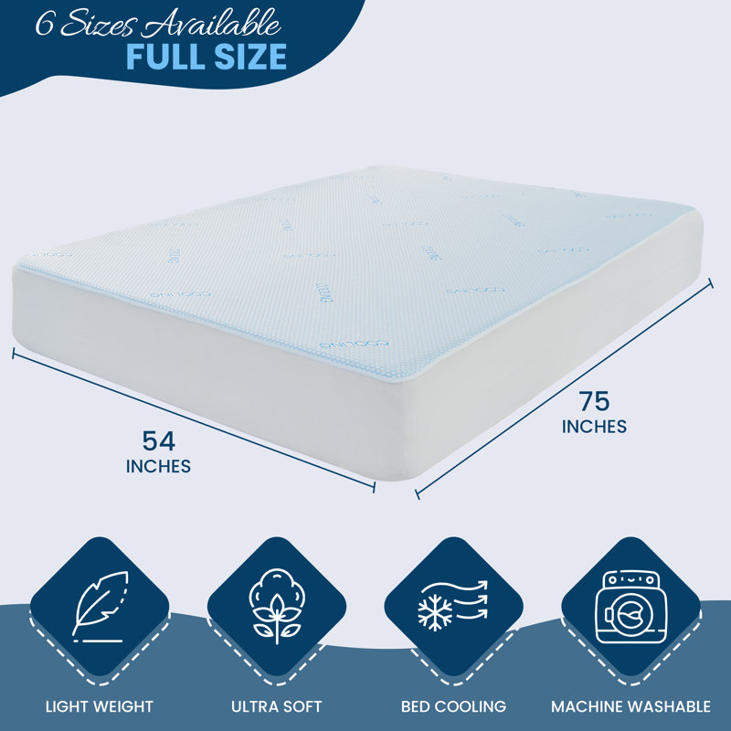 Waterproof Cooling Mattress Protector Hypoallergenic Fitted Cover Deep Pocket, Full