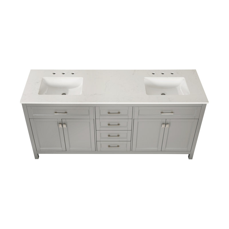 Meuble-lavabo double 72 po avec plateau en marbre Curi