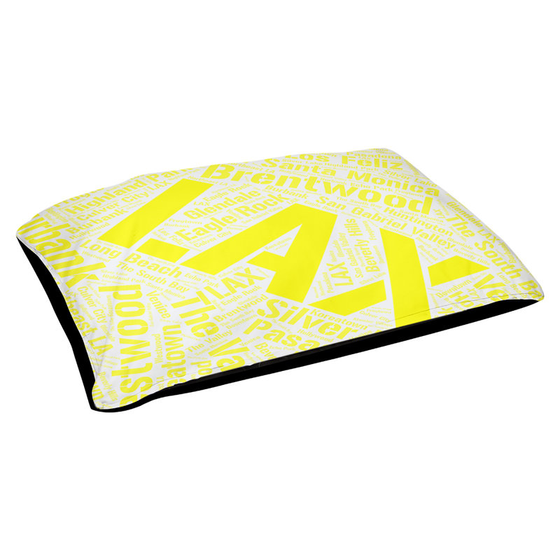Coussin de chien « districts », Très grand (H 17 po x l 50 po x P 40 po), Jaune, Los Angeles