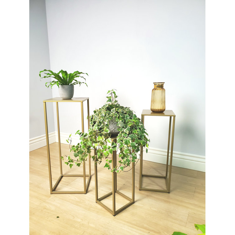 Set Of 3 Nesting Metal Plant Stand, Side End Table Set, Black