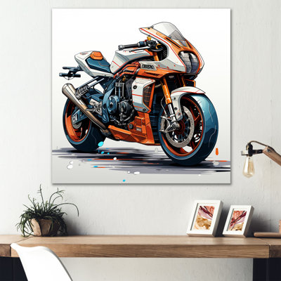 Orange et noir Sleek Speed Moto III - Art mural moto