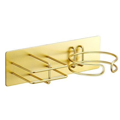 Séchoir à cheveux et porte-lisseur à fixation murale, séchoir auto-adhésif et rangement pour outils de coiffeuse en fer plat pour meuble-lavabo