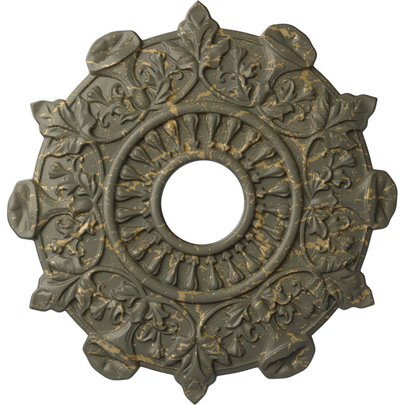 Médaillon de plafond Endurathane Attica, DO 18 po x P 4 po x P 5/8 po (convient aux auvents jusqu'à 5 po), fini craquelé vert athénien peint à la main