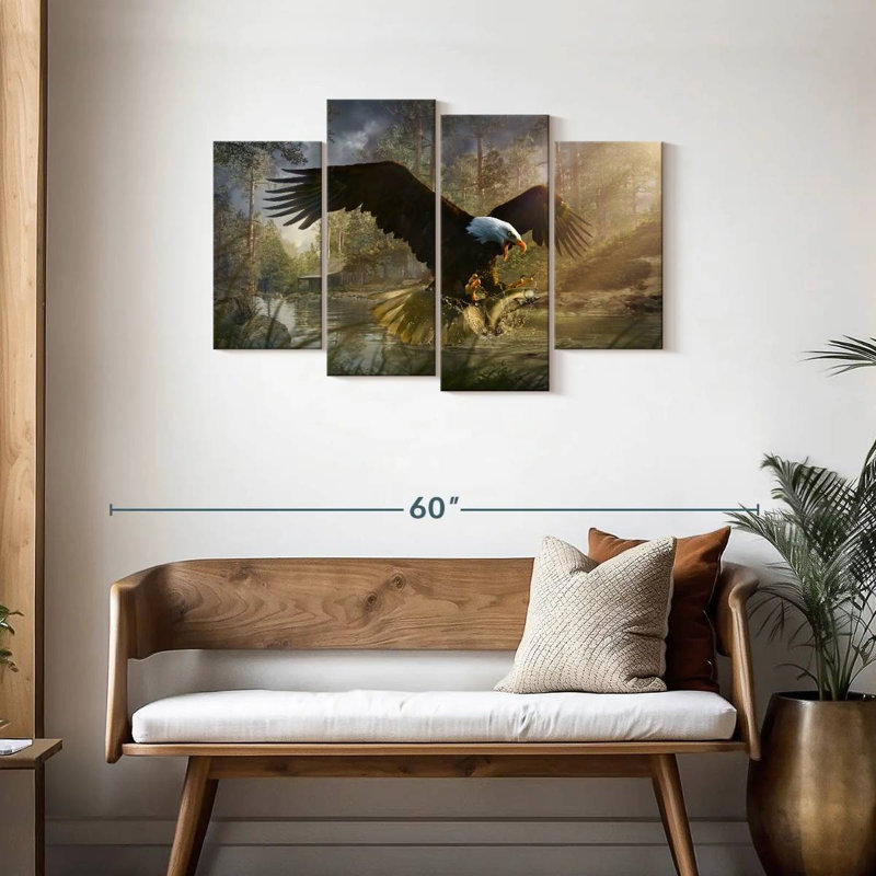 Brampt Bald Eagle Catching Fish, 27" H x 43" W