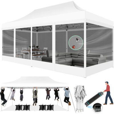 10x20 Heavy Duty Pop Up Canopy Tent with 6 Sidewalls, Commercial Gazebo Party Tent