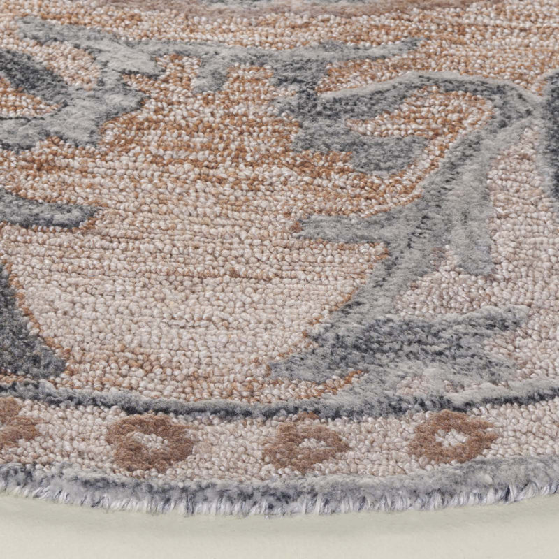 Sidea 404 Area Rug In Light Brown / Grey, Round 6'