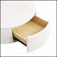 Table basse gigogne ronde moderne avec motif cannelé et tiroir, blanc et or, 27,6 po