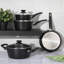 Batterie de cuisine antiadhésive en aluminium 7 pièces Oster Clairborne avec induction - blanc, noir