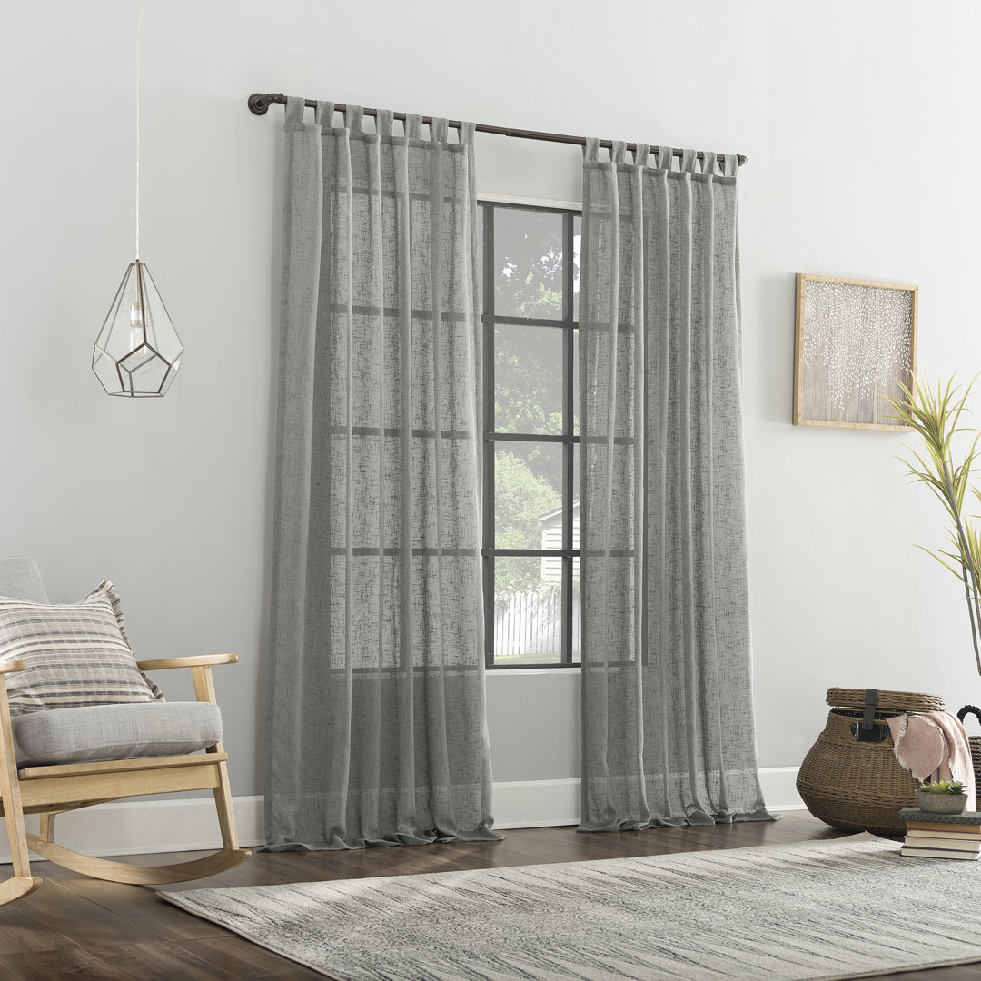 Holtz Linen Burlap Weave Linen Blend Sheer Tab Top Curtain Panel Langley Street® Curtain 