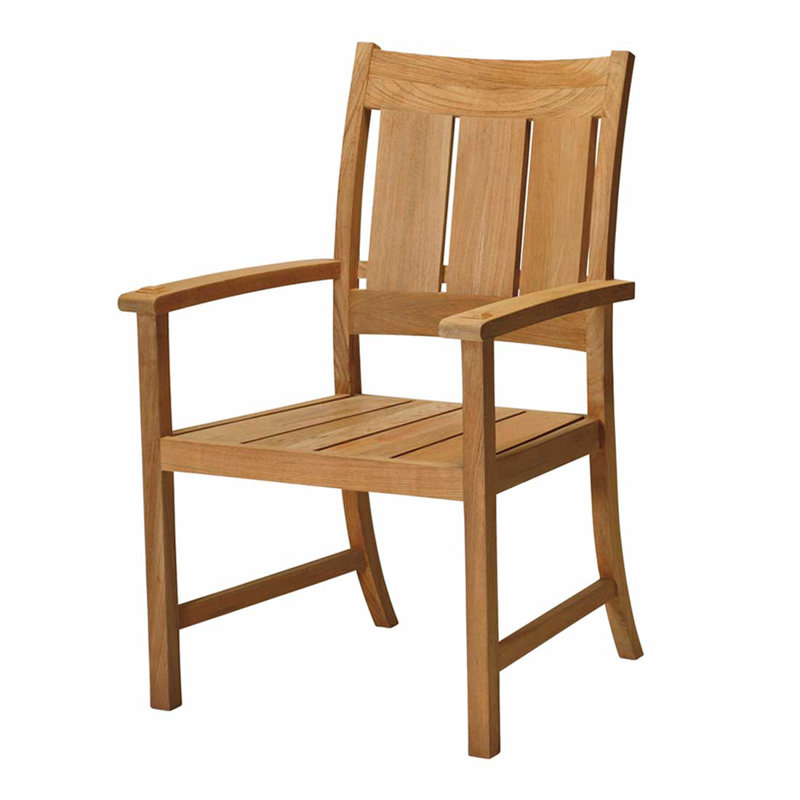 Croquet Teak Patio Dining Armchair with Cushions, Rollo Lace, Welt, Natural Teak