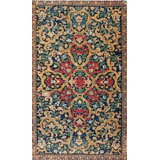 Antique Needlepoint French Floral, Medallion Stitched Rug