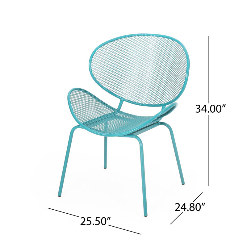 Chaise moderne en coquillage en fer - bleu sarcelle, l 24,86 po x P 25,4 po, H 33,45 po, stable pour l'extérieur