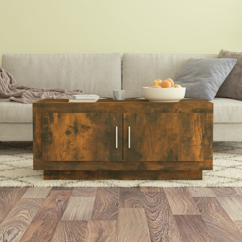 Jahnai Solid Coffee Table with Storage, Smoked Oak