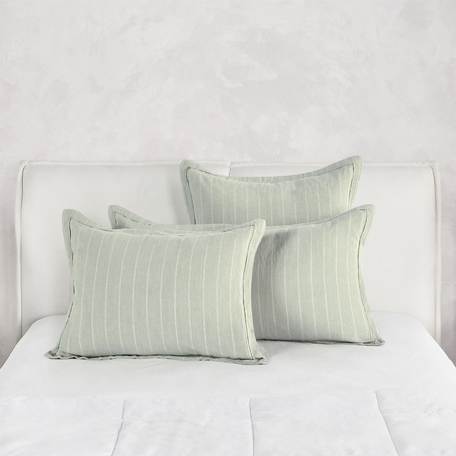 Keegan Belgian Flax Linen Sham Set, Standard, Sage Green