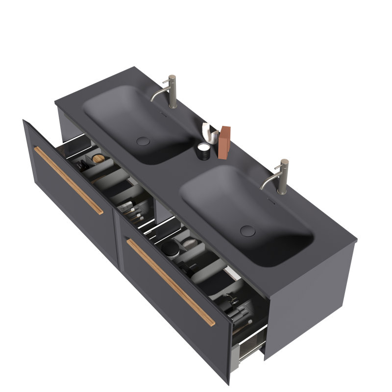 Meuble-lavabo double 59,05 po avec comptoir