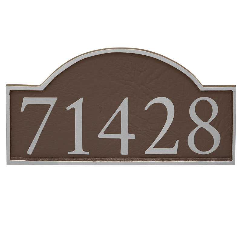Plaque d'adresse murale 1 ligne Soft Serif, Argent, Cuivre