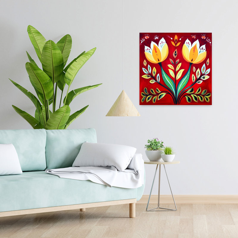 Art mural tulipe fantaisiste, H 24 po x l 24 po