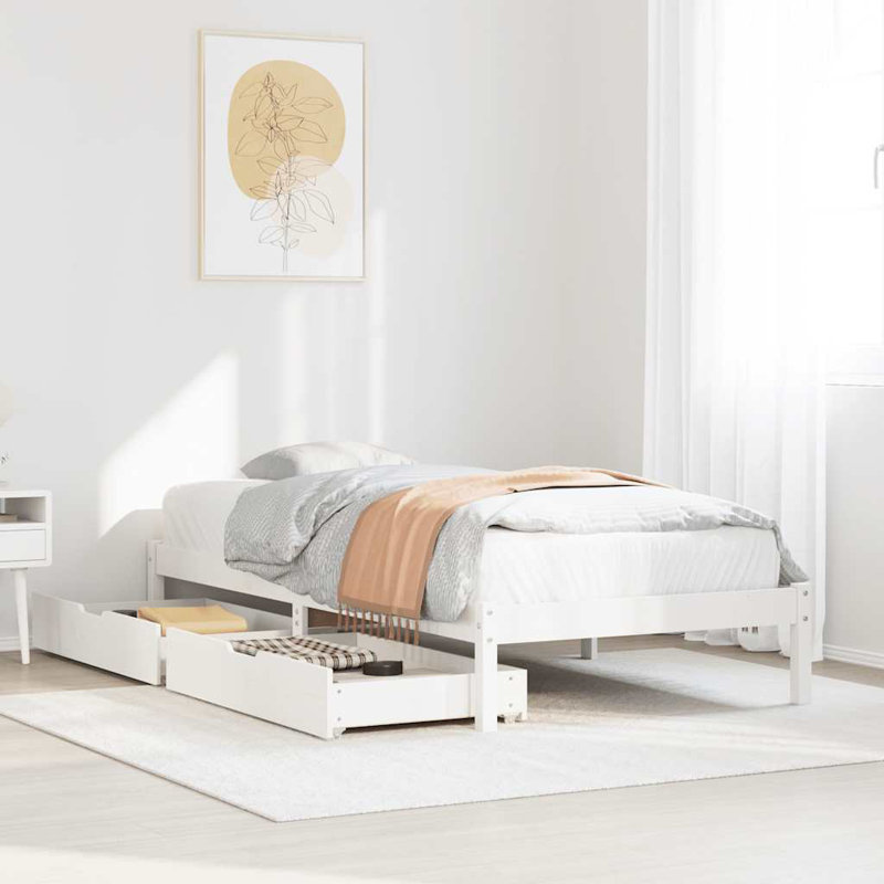 Solid Wood Storage Bed, Small Single (2'6), White
