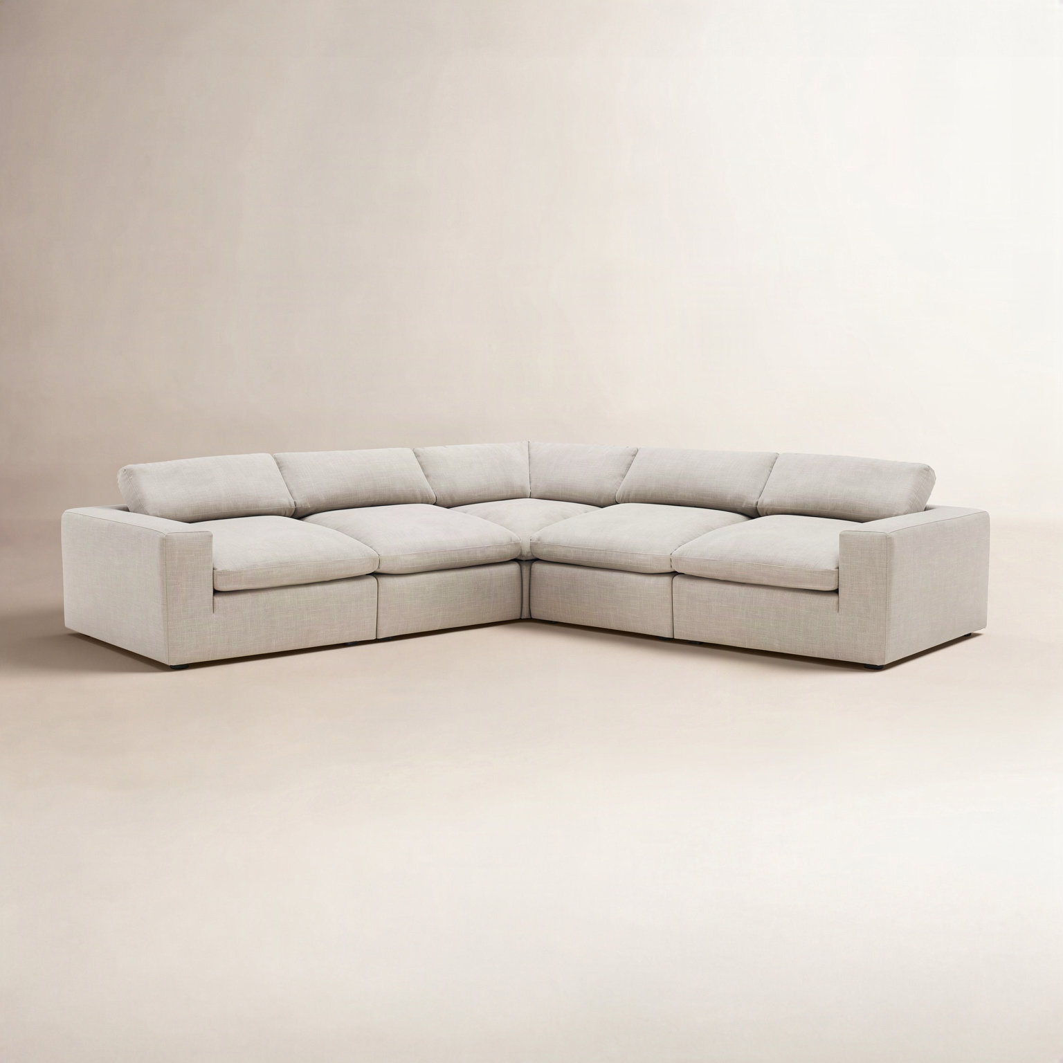 Asher Modular Upholstered L-Sectional, Effie Flax Performance Linen