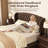Chenille Upholstered Bed with Wingback Headboard, Bed Frame with Button Tufted Scroll Footboard, Wood Slats Support(Queen)