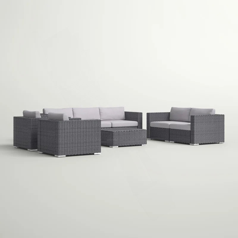 Ensemble de conversation pour 7 personnes avec coussins