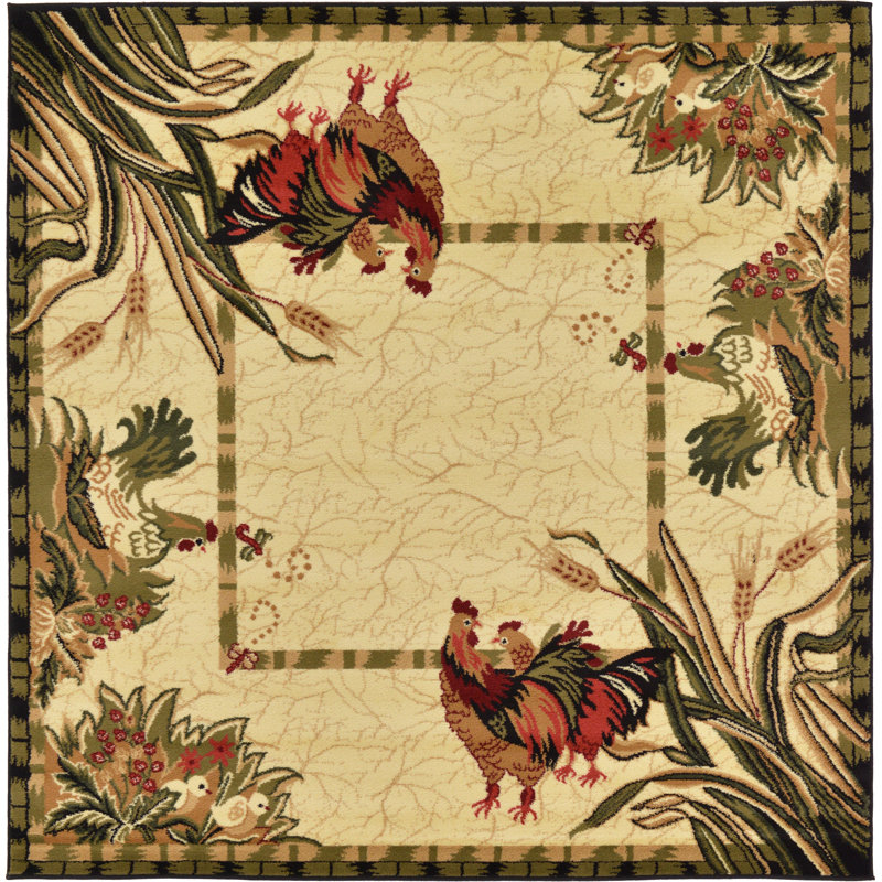 Floral Area Rug, Square 183cm