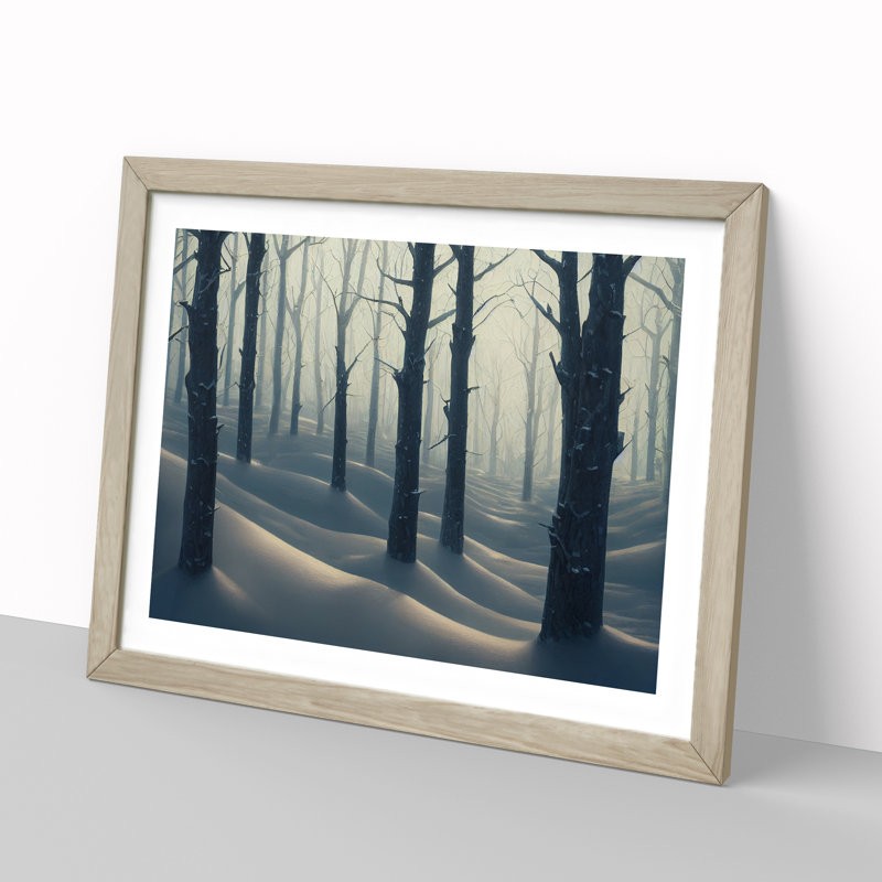 Brave Winter Forest 1 Piece Single Picture Frame Wall Art, 34cm H x 46cm W x 2cm D, Oak Framed