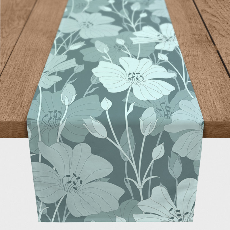 Chemin de table Ameiah, 90 po x 16 po, Bleu sarcelle