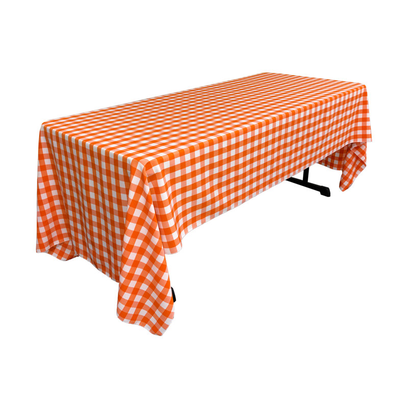 Gingham Tablecloth, 126" x 60", Orange