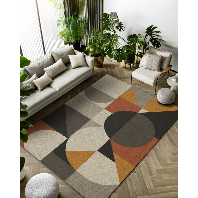 Gustin Collection Digital Print Cotton-Polyester Brown Geometric Rug, Runner 2'8" x 7'3"