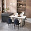 Ensemble de table de salle à manger rectangulaire en bois aggloméré avec 4 chaises en polyuréthane, finition blanche, pieds en métal noir, sièges 4
