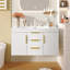 Meuble-lavabo 36 po, rangement mural flottant avec lavabo en résine, 2 tiroirs + 2 armoires, 2 planches-1813220274
