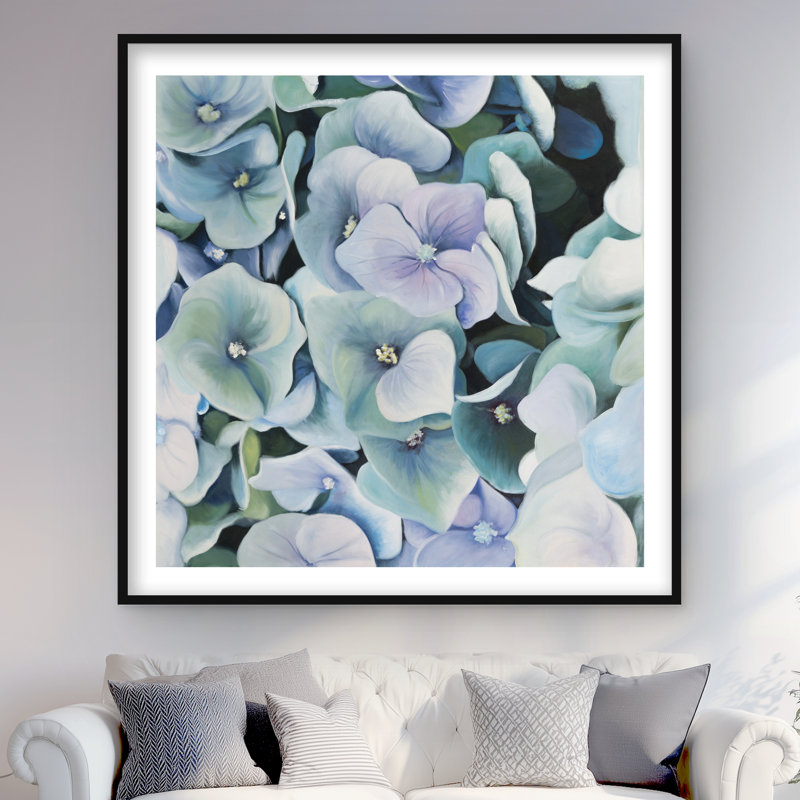 Hydrangea Plant - Reproduction botanique encadrée pour la chambre à coucher