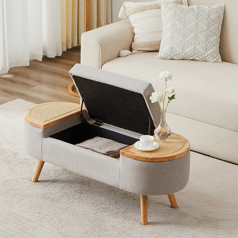 Banc de rangement rembourré avec repose-pieds Jurre, Gris