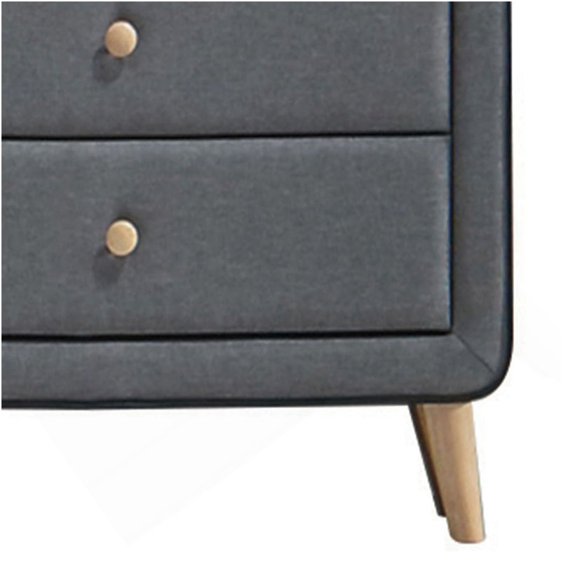 Commode 5 tiroirs rembourrée gris clair