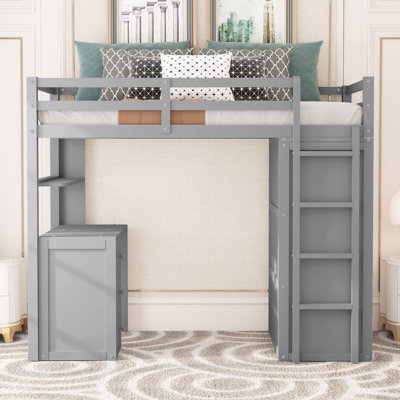 Gerrilyn Twin 3 Drawer Solid Wood Loft Bed with Built-in-Desk by Harriet Bee